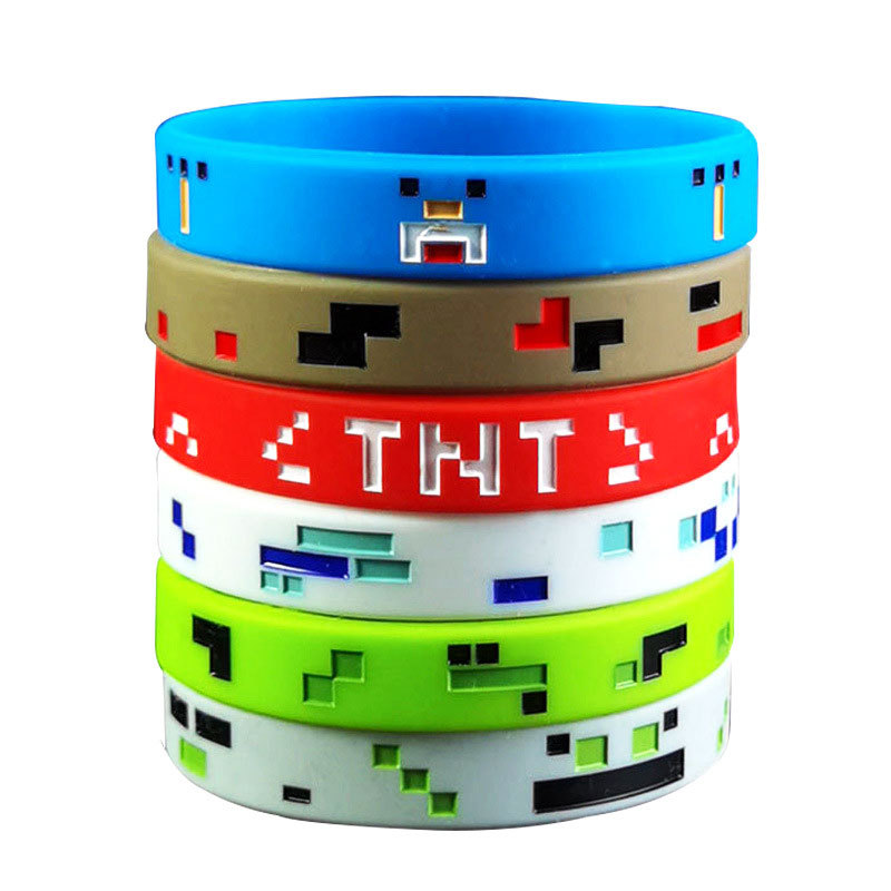 Браслет на запястье в тематике Pixel Miner War, силиконовый браслет для игры My World, оптовая продажа PixelMine