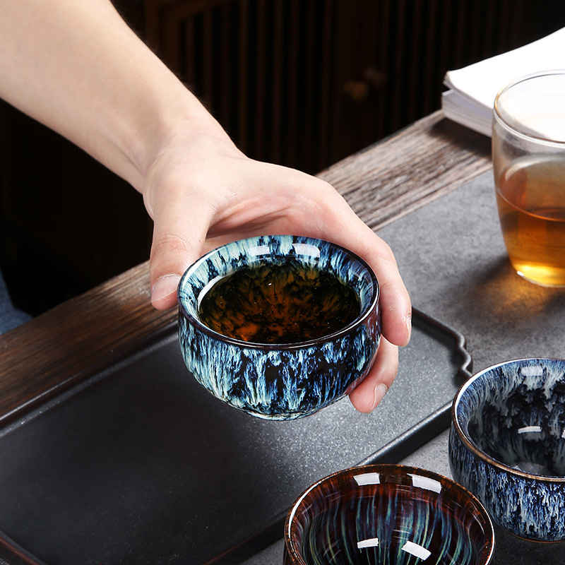 Ceramic Kiln change Single Cup Jianzhan Tianmu glaze tea cup master cup tea bowl large bucket Cup personal tea cup wholesale