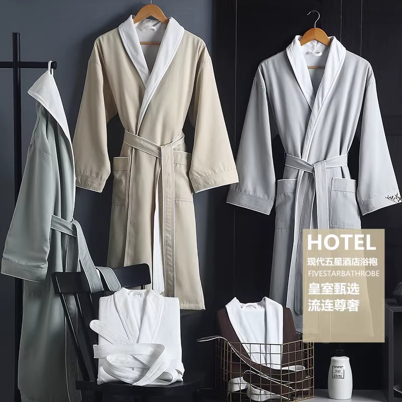 Hotel Bathrobe Autumn and Winter Thickened Men's and Women's Home Clothes Pajamas Mid-Length Hotel Beauty Salon B&B Double-Layer Bathrobe