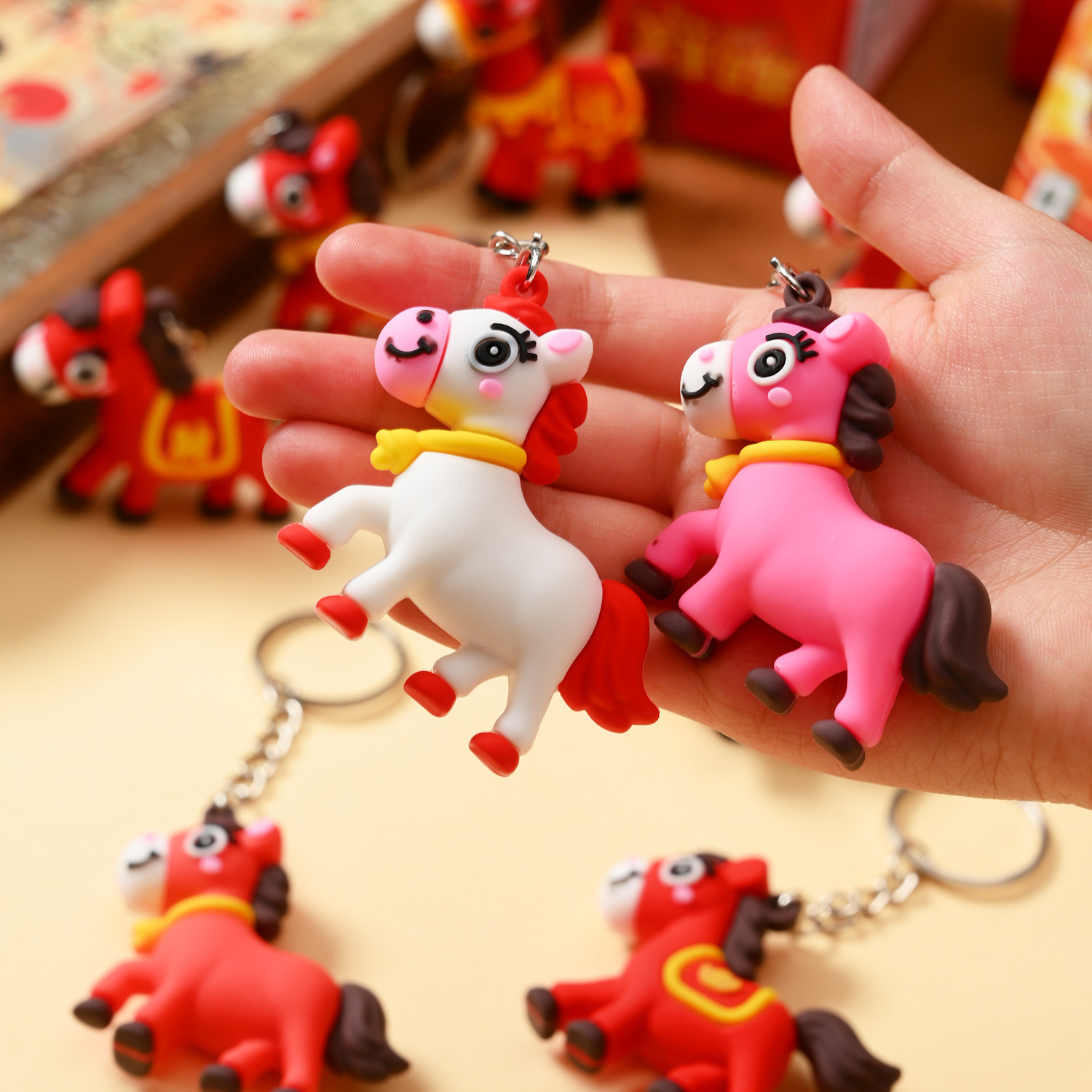 Year of the Horse Blind Box Bubble Toy Figure 24 Mart Doll New Year Keychain Stall School Canteen Wholesale