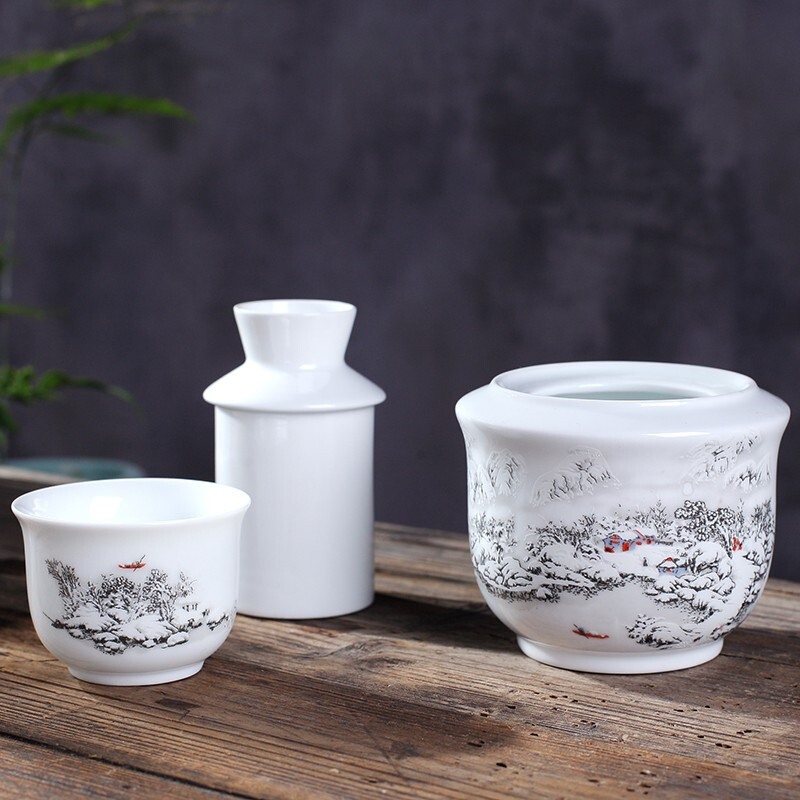 Jiulou Pavilion Jingdezhen Blue and White Ceramic Warming Hangs Chinese Ancient Style Household Wine Ironing Warming Hangs Drink Set 2