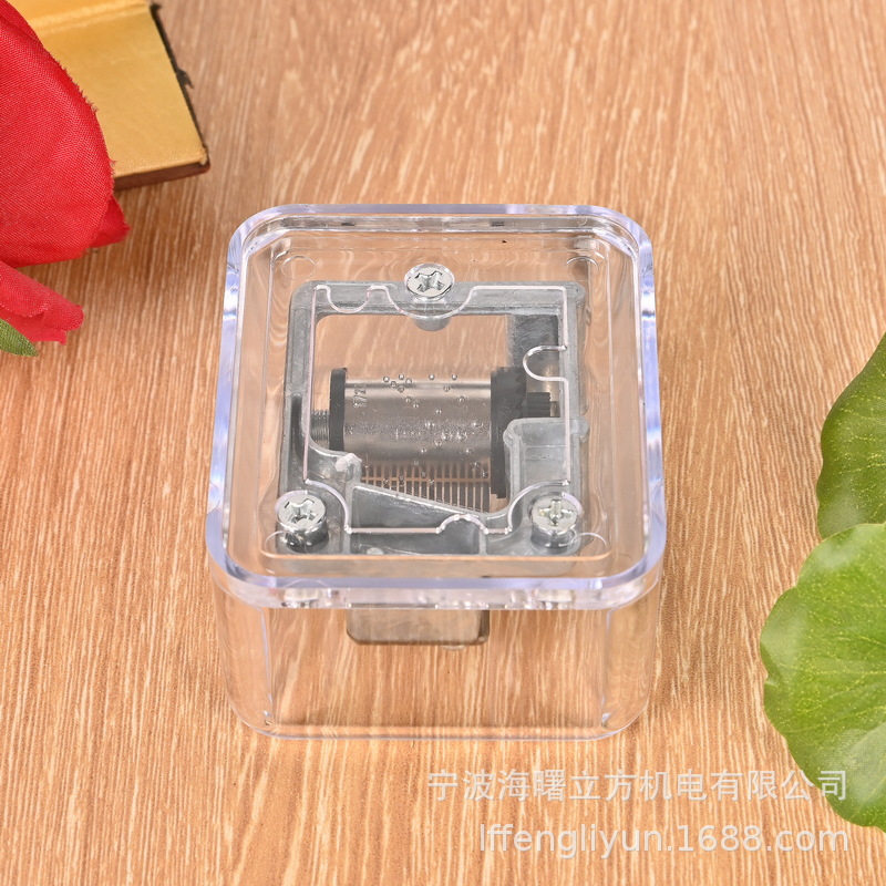 Factory Direct Supply of Removable Hand-cranked Music Box Transparent Acrylic Silver Music Box Creative Craft Birthday Gift