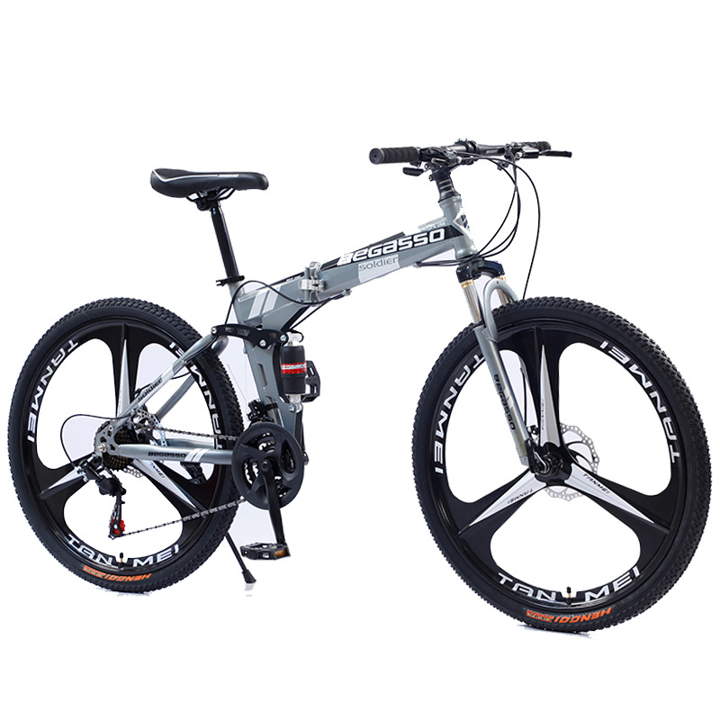 Cross-border wholesale folding mountain bike adult variable speed mountain bike soft tail student bike outdoor off-road bicycle