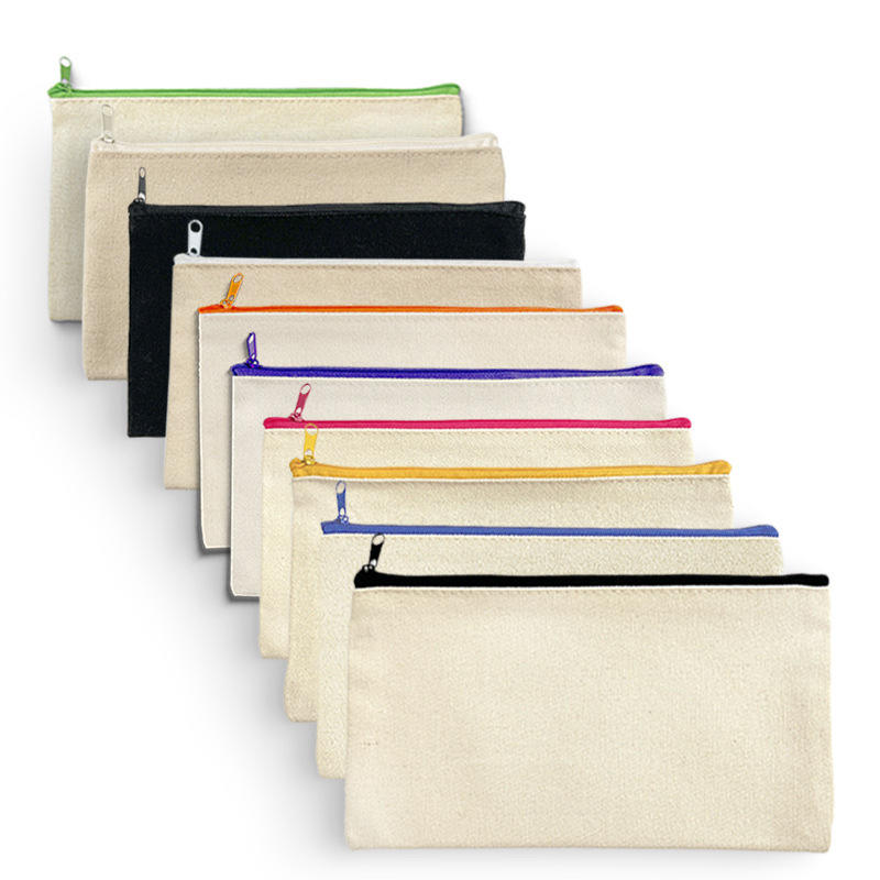 Amazon Cross Border Zipper DIY Graffiti Pencil Bag Cotton Pencil Bag Blank Spot Storage Pencil Bag Canvas Pencil Bag