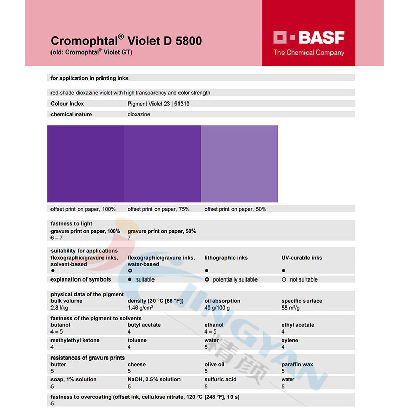 Dic Pigment Cromophtal D5800 High Transparent Organic Pigment Blue Purple Original Basf Pigment Purple 23