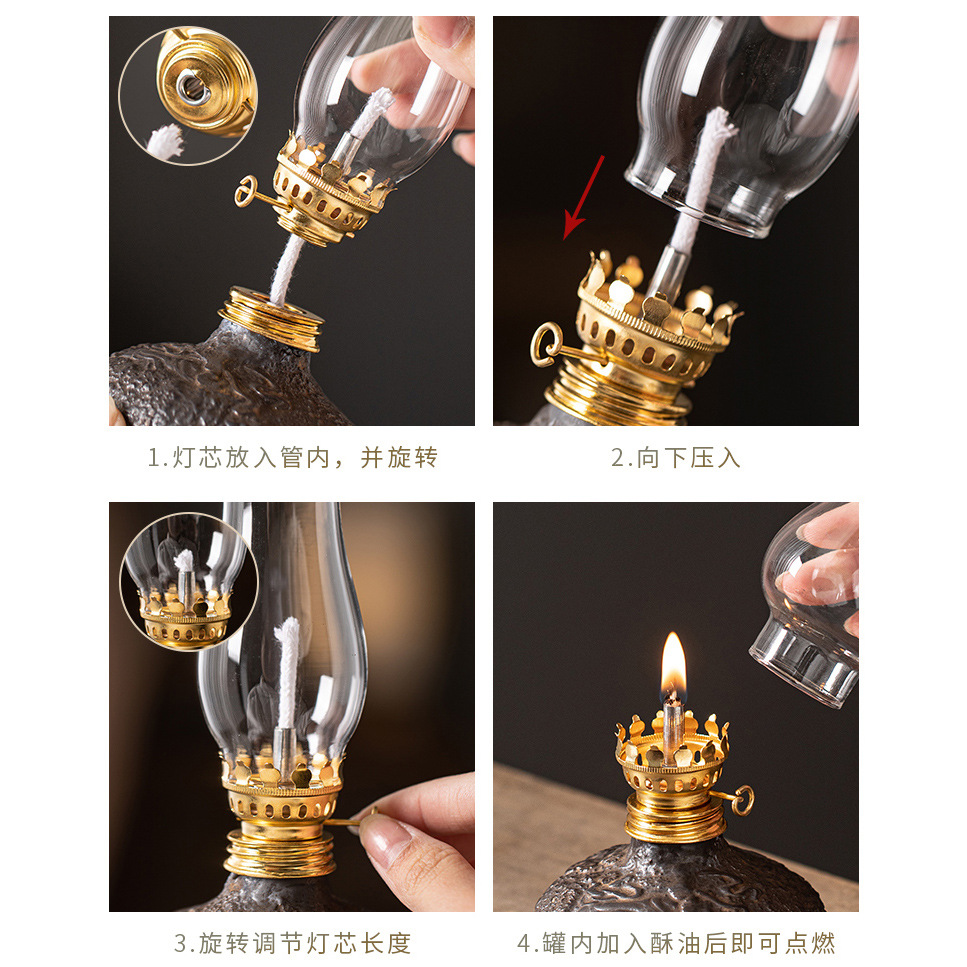 Creative Quiet Butter Lamp Camping Tea Room Changming Lamp Ceramic Household Atmosphere Lamp Retro Night Lamp