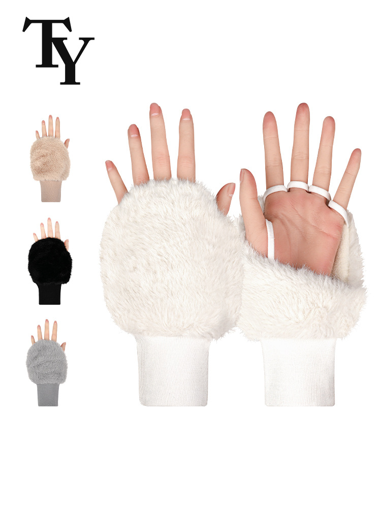 2025 New Golf Gloves Women's Hands Thickened Winter Warm Half Finger White Black Ladies Touch Screen