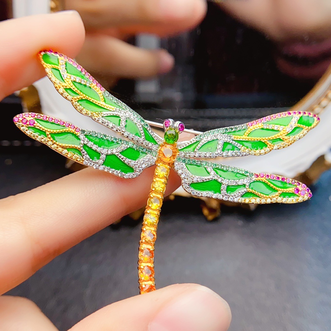 Factory Wholesale Popular Natural Colored Sapphire Brooch S925 Silver Inlaid Main Stone 3*3 Hot Selling European and American One Piece