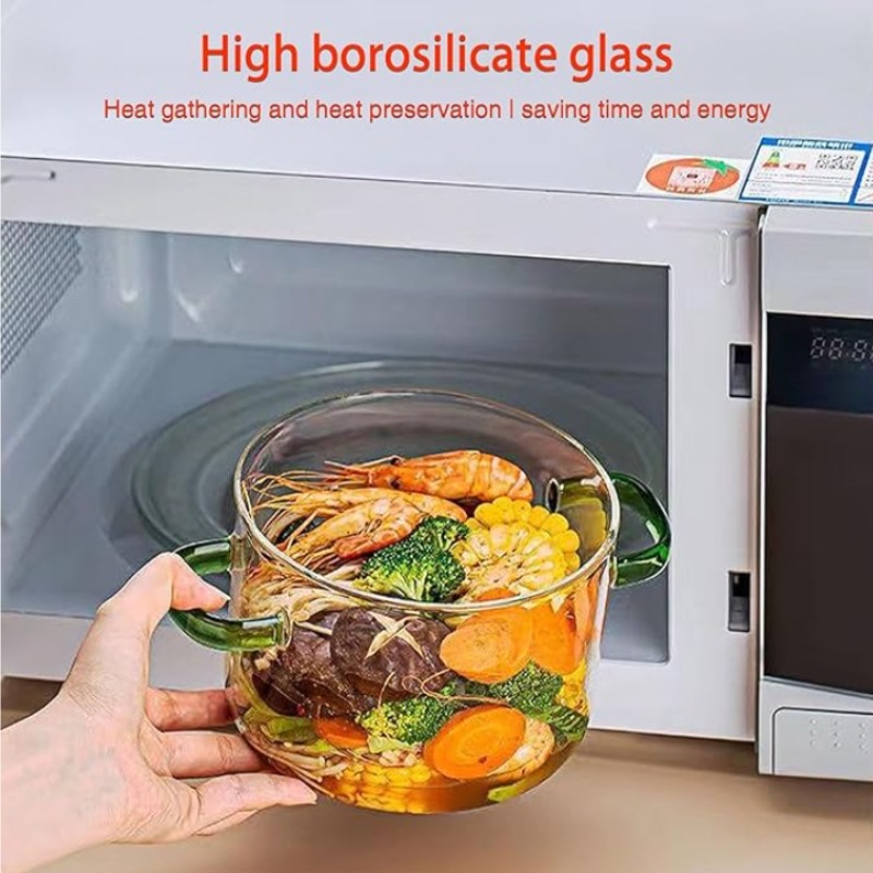 Cross-Border Internet Celebrity Live Broadcast High Borosilicate Glass Stew Pot with Lid Instant Noodle Bowl Soup Pot Red Wine Pot Double-Eared Health Pot Milk Pot
