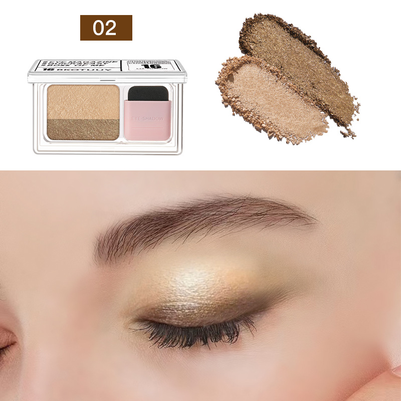 Two-color plain lazy seal eye shadow two-color gradient elastic eye shadow with brush matte beginner durable waterproof