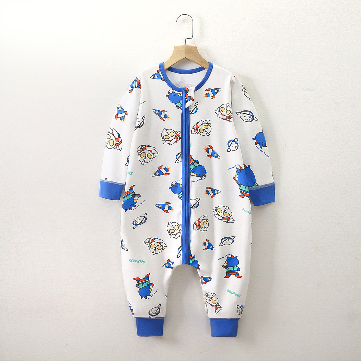 Cotton Children's Sleeping Bag Four Seasons Baby's Siaman Pajamas Baby's Leg-Split Home Clothes Three-Head Zipper Anti-Kick Nightgown