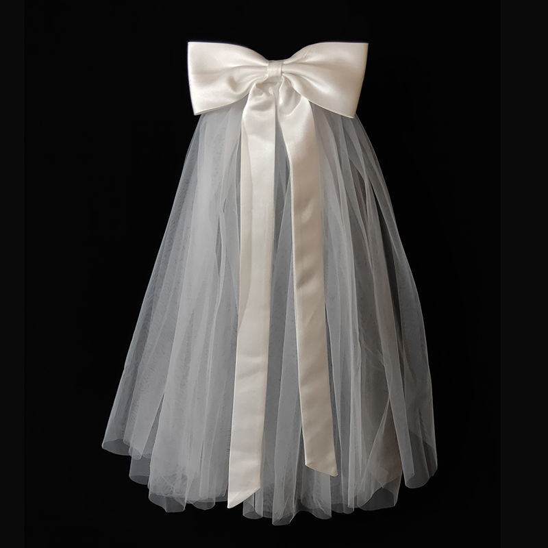 Internet Celebrity Bow Veil for Adults and Kidsren Wedding Dress Wedding Certificate Double Layer Short Pearl White Veil