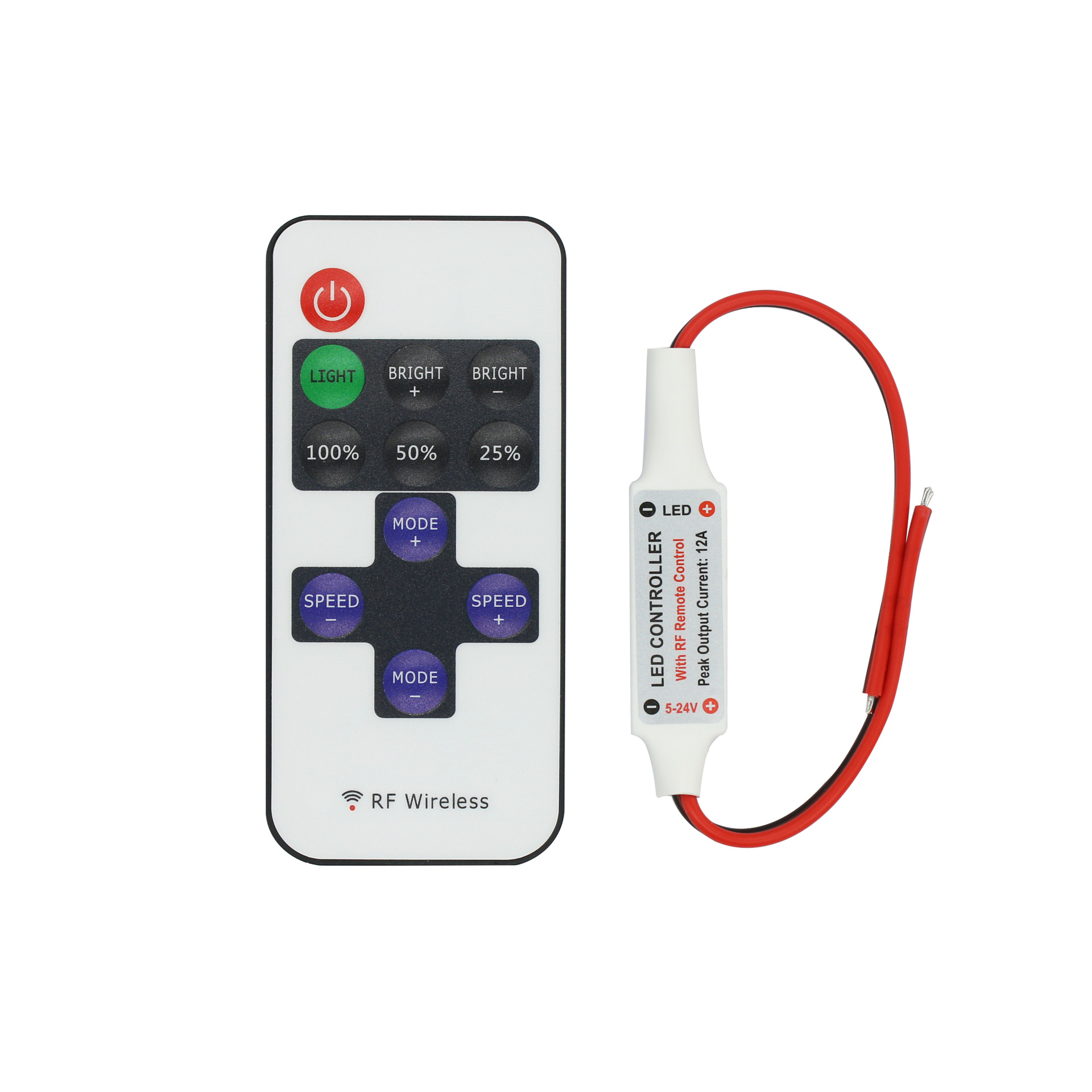 RF11 key monochrome controller dc head infrared led strip remote control mini USB black red light with dimmer