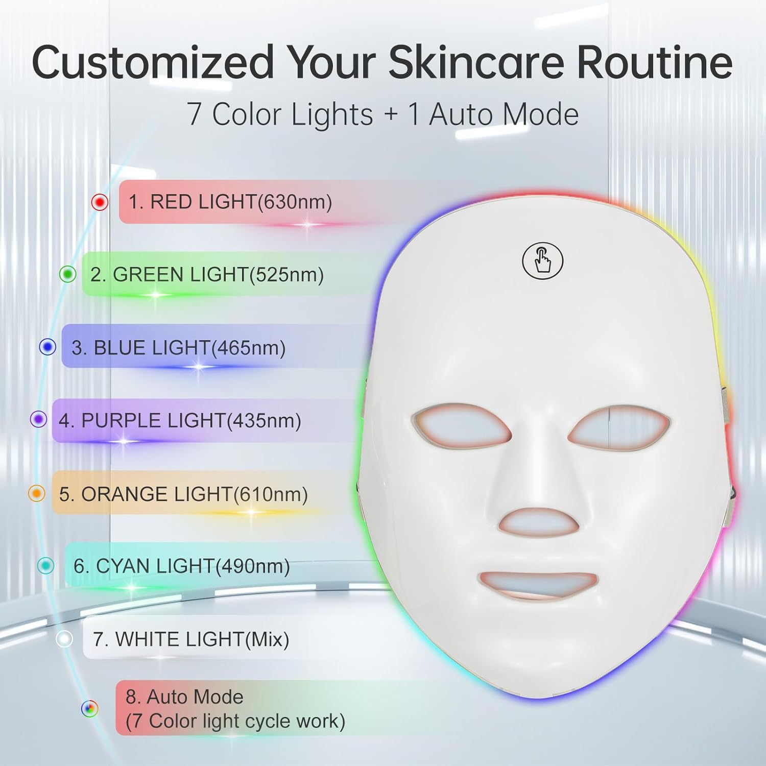 Cross-Border Hot-Selling 7-Color Red Light Mask Beauty Lamp Beauty Light Therapy Photon Beauty Mask Home Led Facial Mask Device
