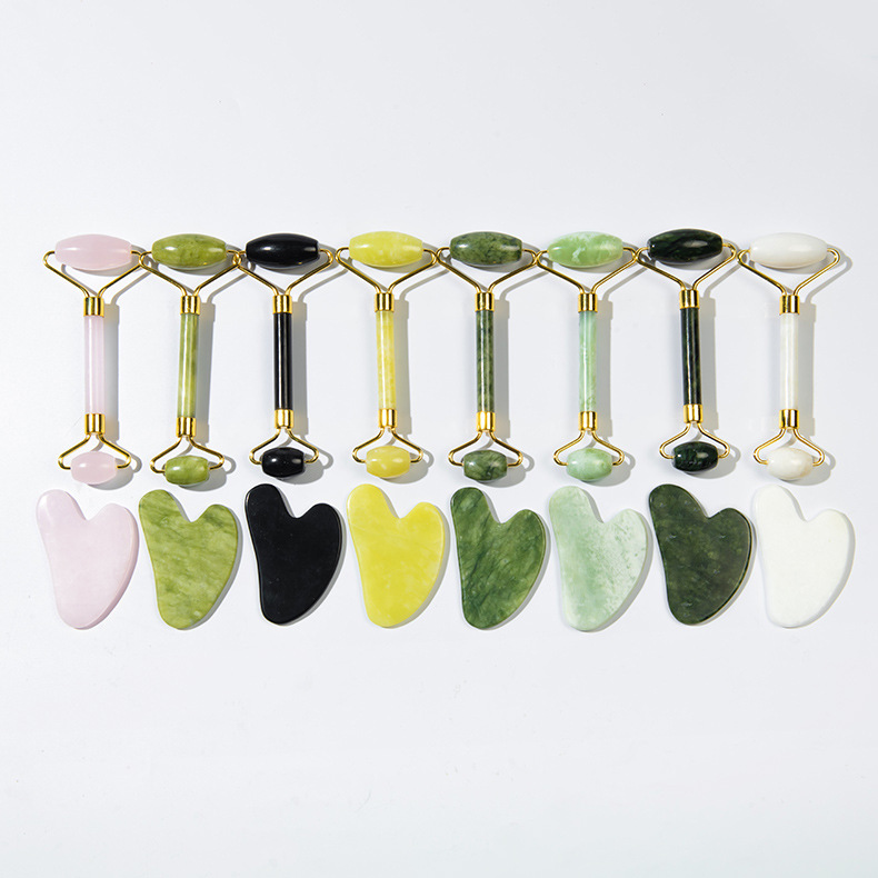 Manufacturers Xiuyu roller face massage beauty stick roller jade push face eye jade roller massager suit