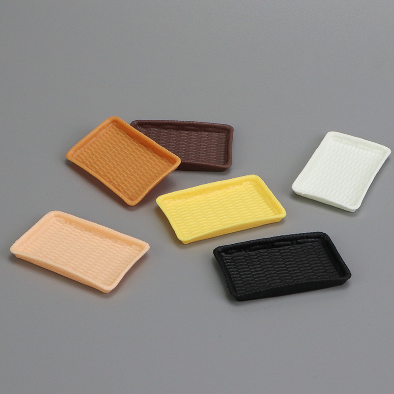 Doll house simulation mini rattan plate pastry plate dessert plate accessories mini food play tableware play house small toys