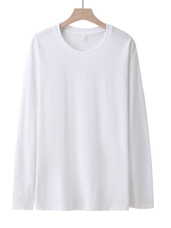 Spot 180g Combed Cotton Pure Color Long-Sleeved T-Shirt Casual Loose Bottoming Shirt for Men and Women Same Style Autumn Sweatshirt Cvc