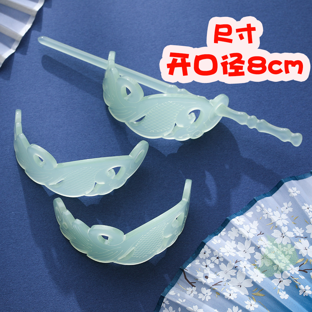 Корона для волос из ацетатной кислоты, имитация нефрита, антикварное ручное изделие, головной убор ханфу с узором феникса, аксессуары для волос для мужчин и женщин, декоративная корона для пучка