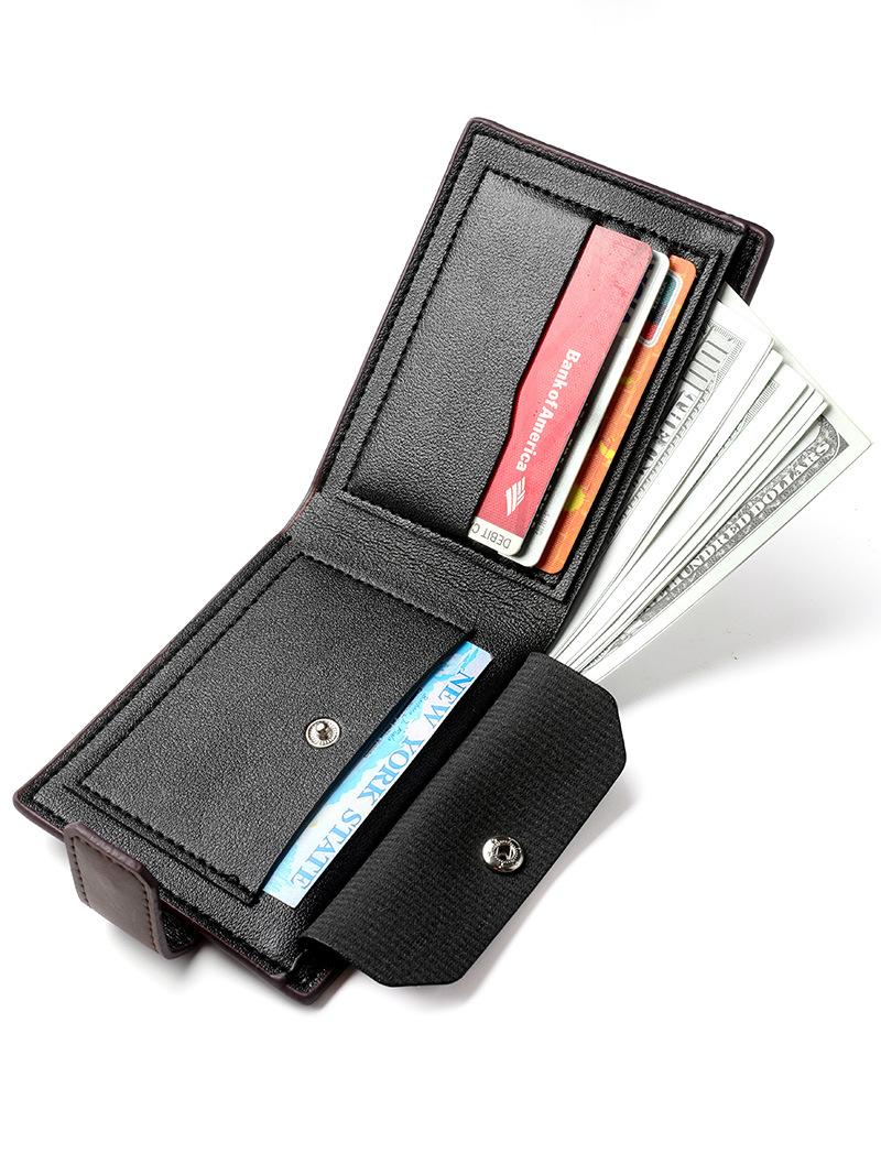 Wallet Men's High-End Coin Purse Short Men's Card Holder College Student Buckle Wallet Retro Small Wallet Men