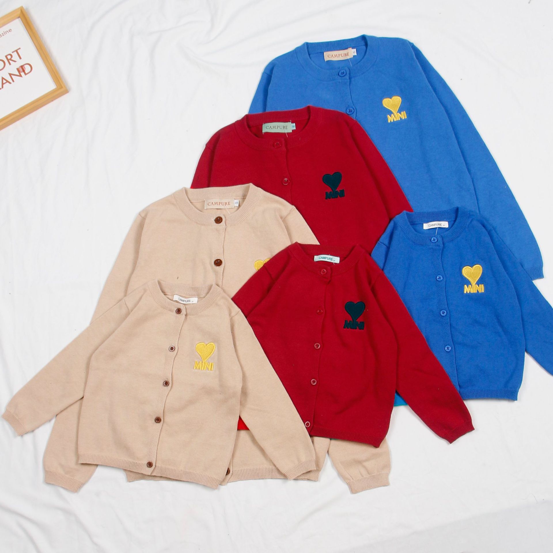 2024 New Year Love Parent-Kids Cardigan Jacket Knitted Children's Cotton Sweater Mini Love Sweater