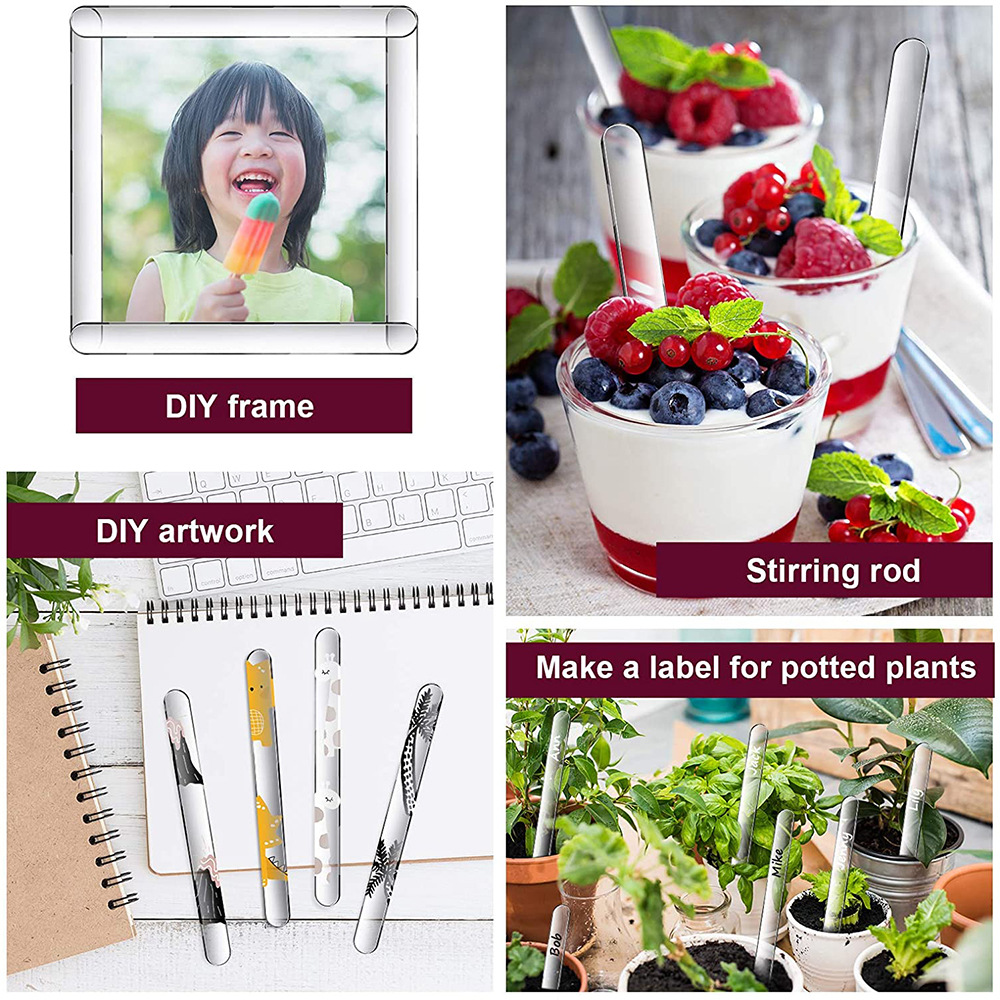 Transparent acrylic ice cream stick reusable ice cream stick mini handmade DIY crafts candy stick