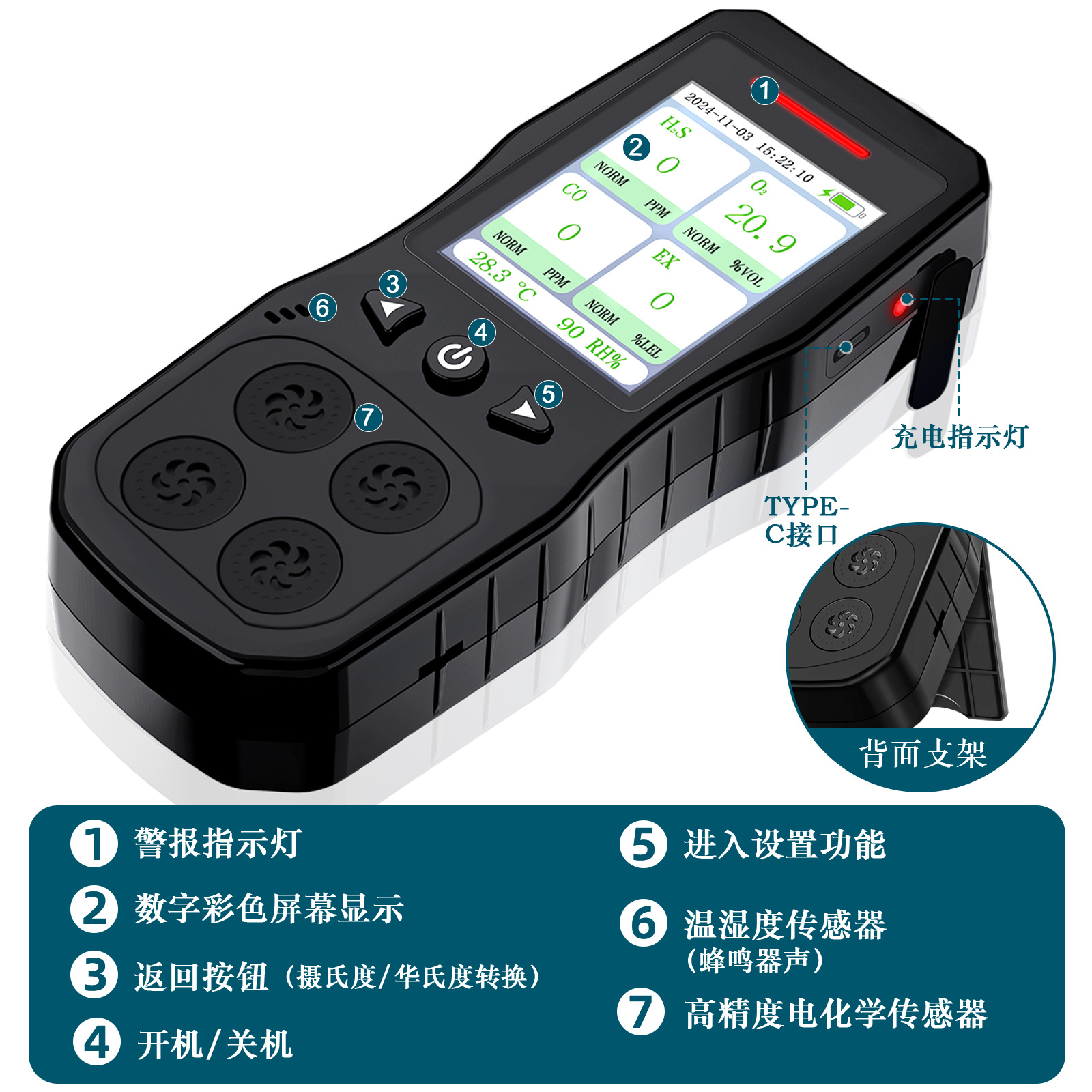 Детектор сероводорода, портативный ручной детектор сероводорода