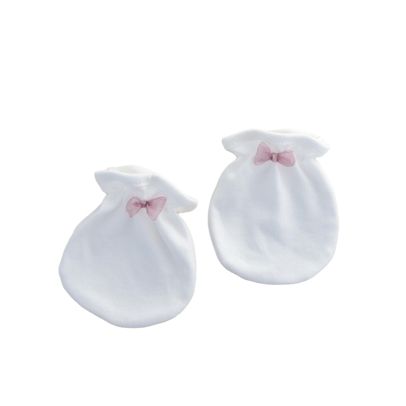 Baby Anti-scratch Cotton Gloves Baby Hanging Gloves Newborn Gloves Autumn and Winter New Bow Gloves