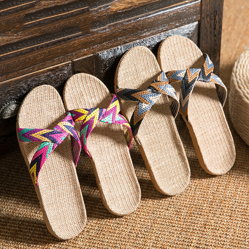 Сланцы Stride Pavilion Летние для мужчин и женщин, милые домашние льняные тапочки, нескользящие напольные сандалии и тапочки, пляжная обувь