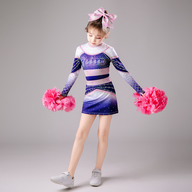 Children's Cheerleading Performance Clothing Long-Sleeved New Girls' Cheerleading Performance Clothing Dance Clothing Competition Competition Clothing for Women