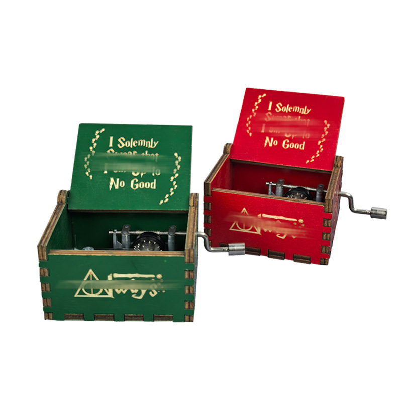 Source Factory Cross-border Supply Retro Carved Wooden Hand Music Box HP Magic Music Box