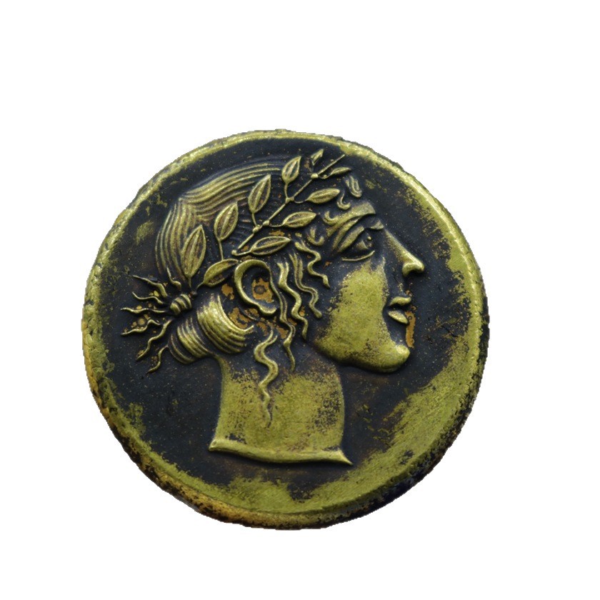 Ancient Greek Commemorative Coin Brass Gilt Material Antique Craft Solid Gold Coin Nugget