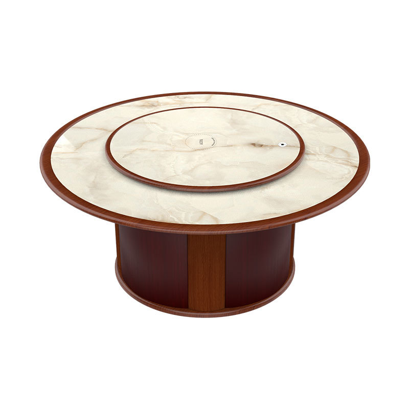 Australian Brand Z192-B Club Home Hot Pot Induction Cooker Integrated Round Table Slate Turntable Electric Dining Table and Chairs for 8-28 People