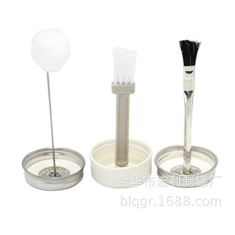 Pvc Glue Can Iron Can Threaded Mouth Multi-Specification Iron Can with Plastic Brush Manufacturer Tinplate Round Glue Can