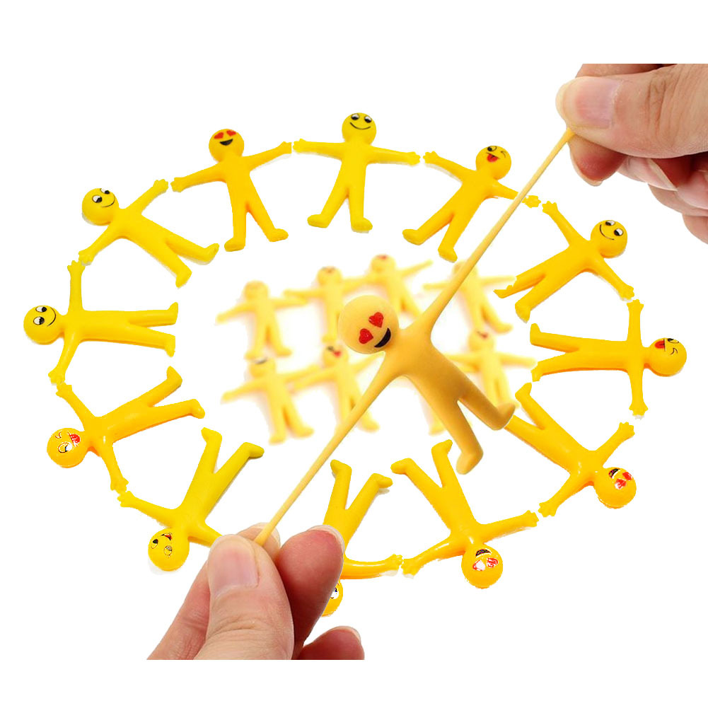 Tpr Minions Creative Smiley Face Emoji Stretchable Yellow Figure Stress Relief Toy Foldable Soft Rubber Vent Doll