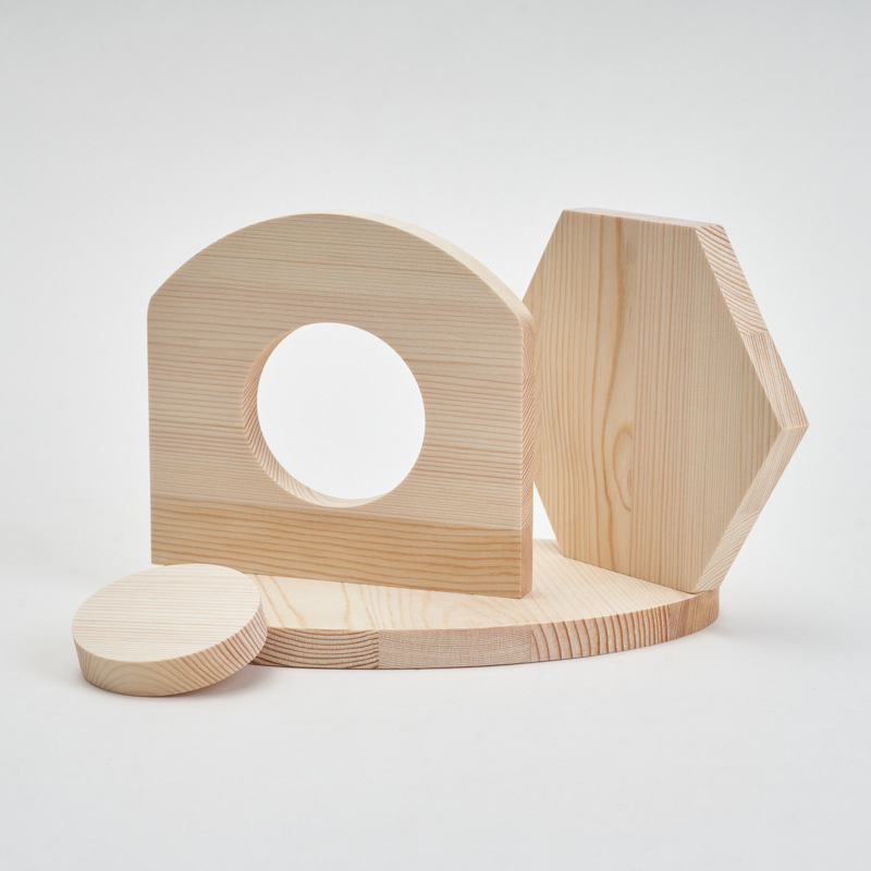 Wooden chip custom-made wood geometric oval square round wood decorative laser cutting shaped pine