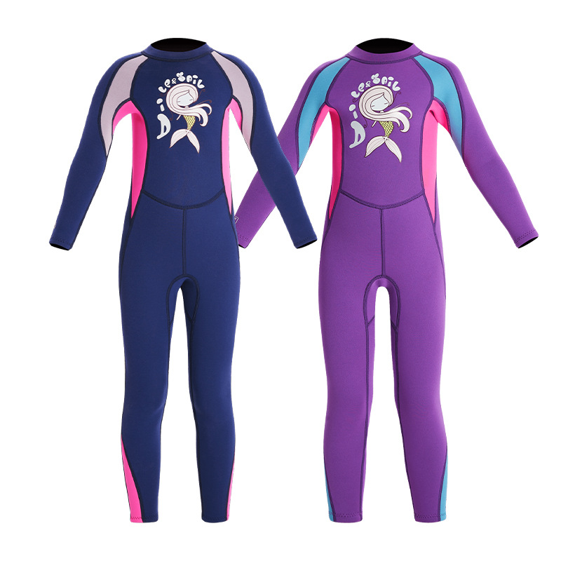 2.5mm Kidsren's Wetsuit Women's One-Piece Long-Sleeved Warm Wetsuit Medium and Large Kidsren's Training Swimming Surfing Suit Wholesale