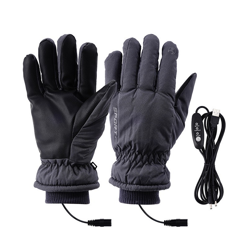 USB Heating Electric Heating Gloves Outdoor Anti-Slip Temperature Control Touch Screen Fleece-Lined Warm Ski Cycling Gloves
