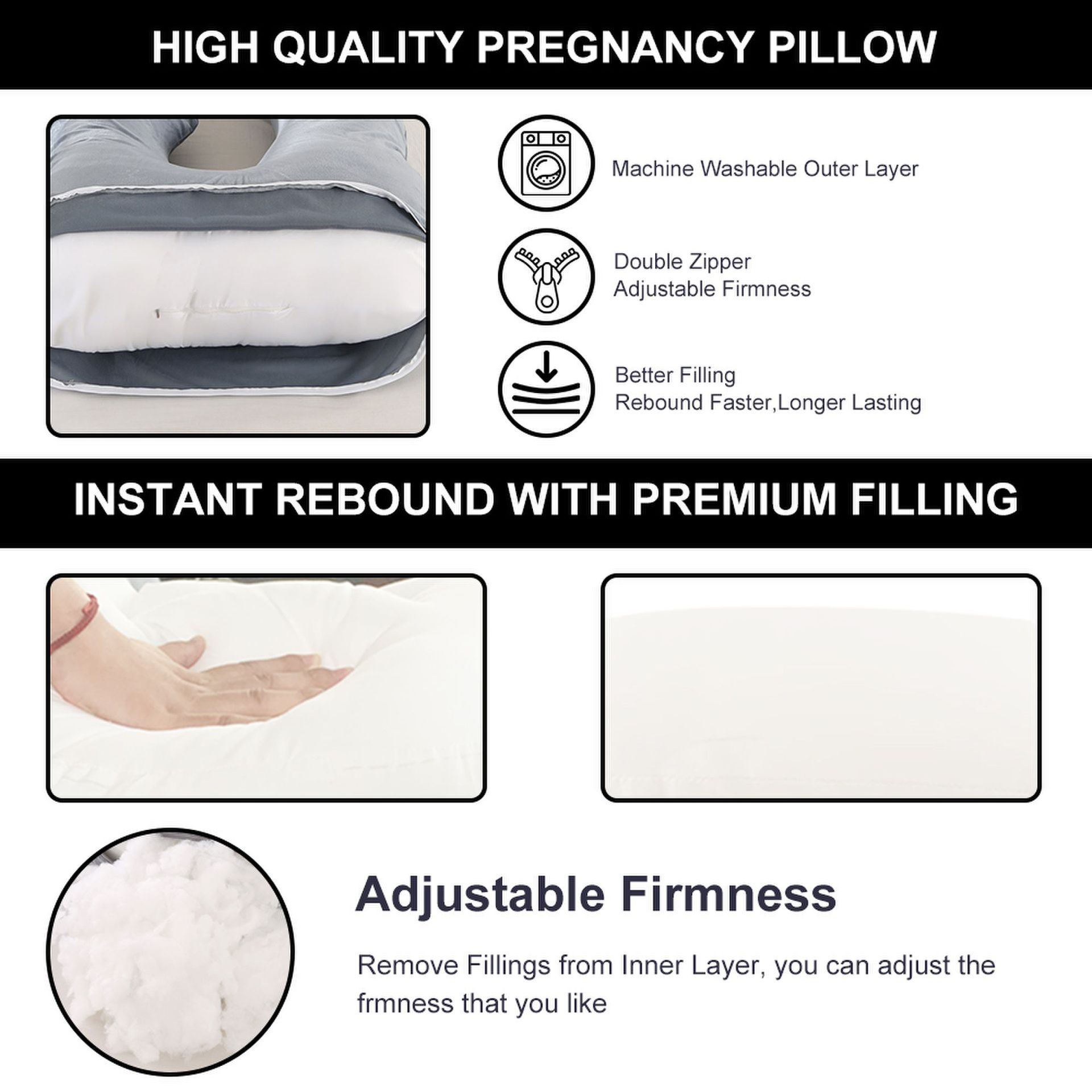 Cross-border J-shaped Pillow for Pregnant Women Amazon Waist Protection Side Sleeping Slope Pillow Multifunctional Pregnancy Sleeping Pillow Removable and Washable