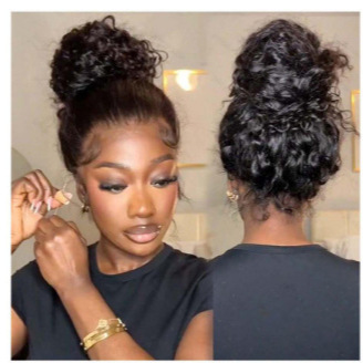 Aliexpress Cross-Border European and American New Wig European and American Women's Front Lace Chemical Fiber Headgear Black Medium Parted Long Straight Hair