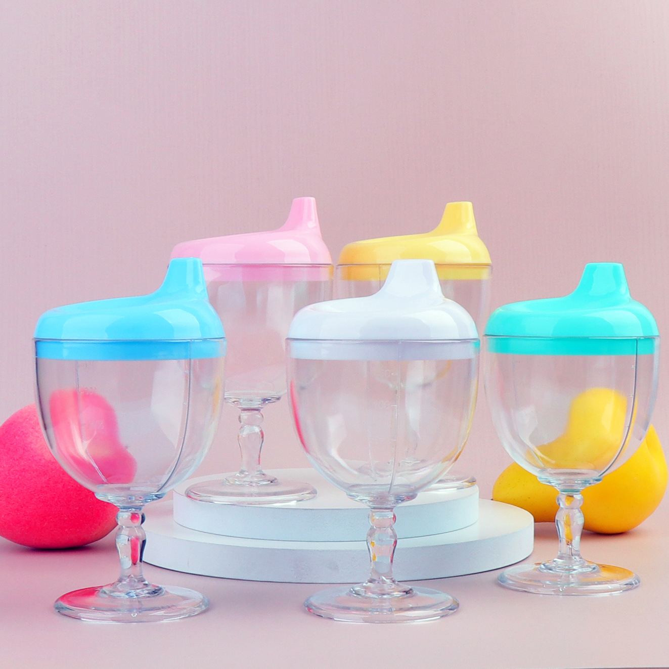 Factory baby plastic goblet children's wine cup juice cup milk water cup learning to drink duckbill cup anti-wine cup milk