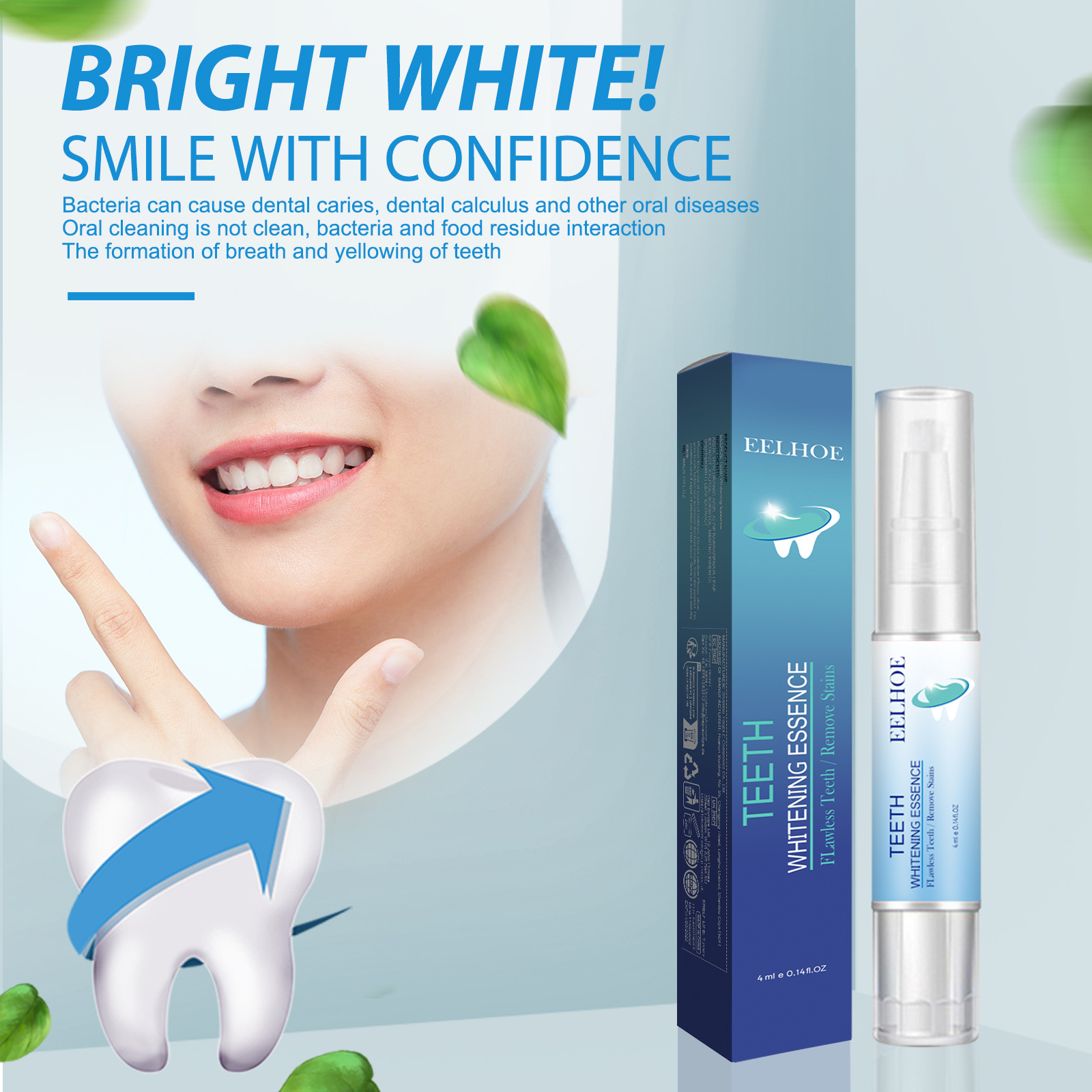 Eelhoe Teeth Cleaning Pen Deeply Cleans Teeth, Removes Stains, Freshens Breath, Delicate Brush Head, Makes the Mouth More Refreshing and Convenient