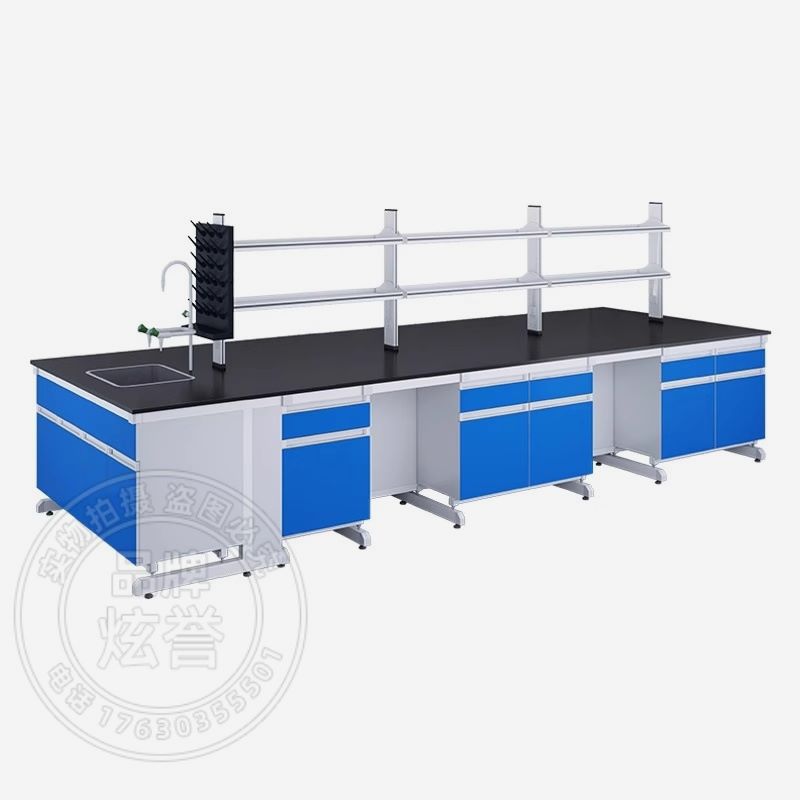 Laboratory Heavy-Duty Experimental Bench Workbench Steel-Wood Side Table All-Steel Central Table Laboratory Test Table Fume Hood