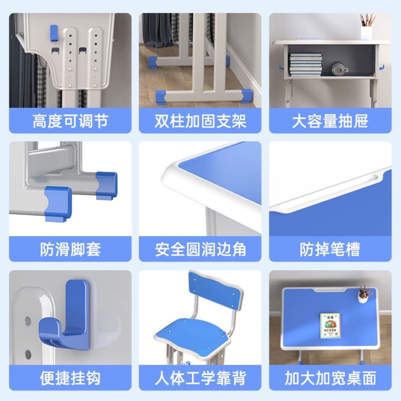 Wholesale primary and secondary school desks and chairs school tutoring cram school single double training desks and chairs suit