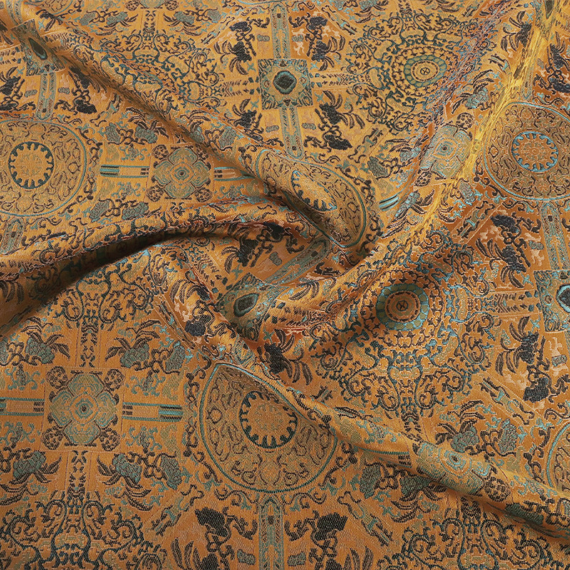 Best-Selling Style with Eight Trigrams Ceiling Pattern, Chinese-Style Jacquard Imitation Song Brocade Fabric, Fabric Remnants for Vests and Tops, Brocade Clothing Fabric