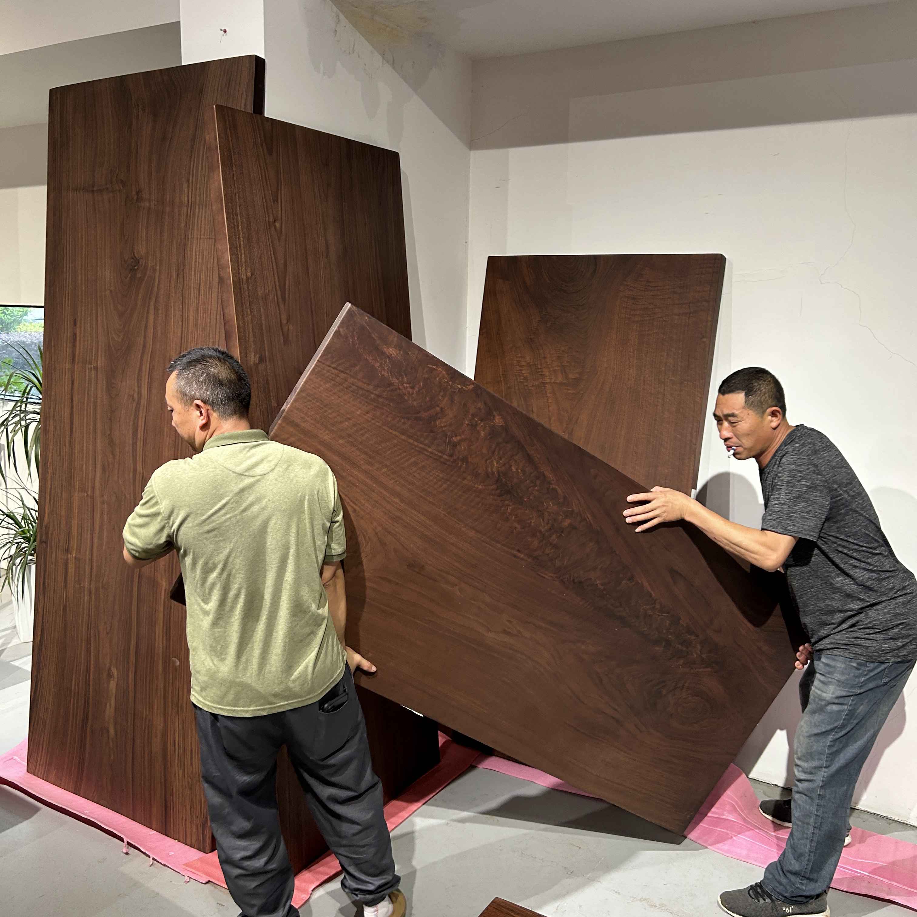 Большой стол из ореха, стол для чая, цельный деревянный стол, простой обеденный стол, натуральный край