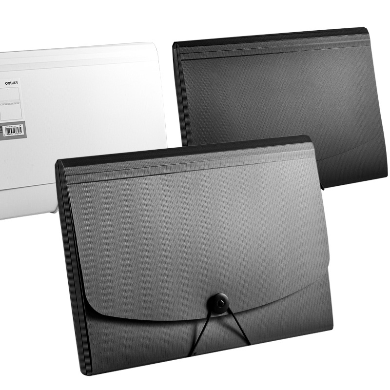 Deli 5236 organ bag 13 into multi-functional A4 bill holder Office file box data box hanging button wholesale
