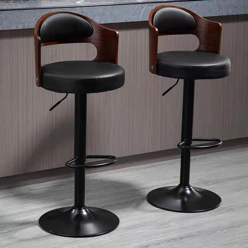 Solid Wood Bar Chair Modern Simple Bar Chair Lift and Rotate Home Backrest High Stool American Bar Stool