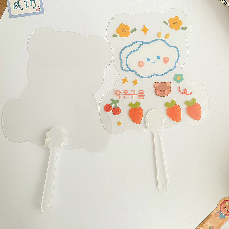Transparent blank fan Children diy handmade plastic portable hand fan Creative Group fan graffiti advertising fan wholesale