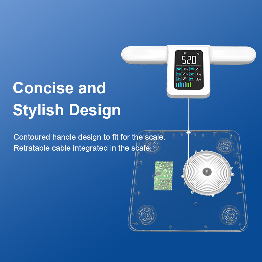 Cross-Border New Eight-Electrode Body Fat Scale Smart Digital Scale Fat Measurement Color Screen Digital Scale 180kg Bluetooth Weight Scale