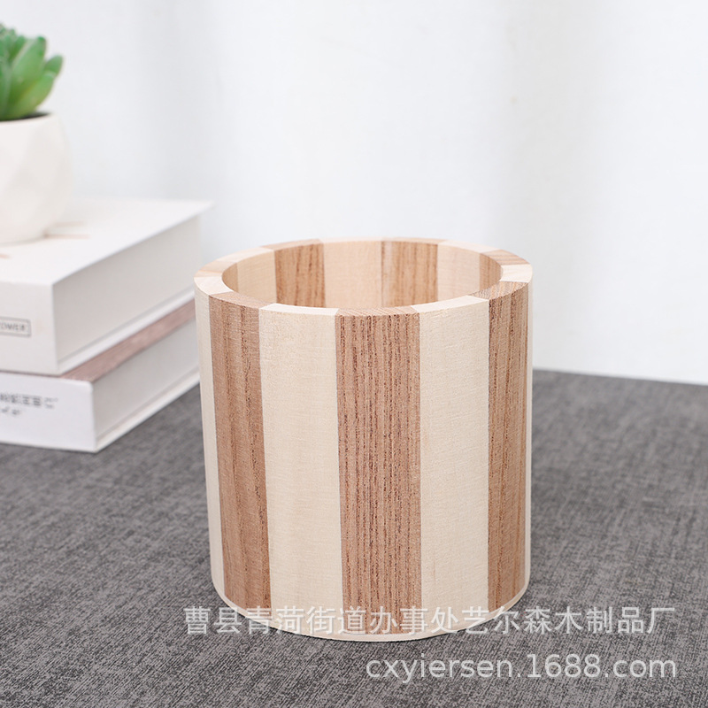 New Solid Wood Natural Color Small Wooden Bucket Home Storage Wooden Bucket Children's Toy Storage and Organization Bucket Toy Wooden Bucket